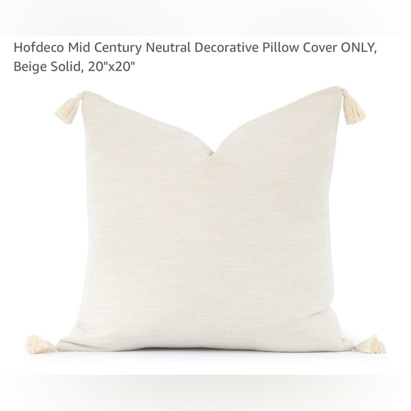 Elegant Cream Throw Pillow cover with Tassels - Picture 3 of 7